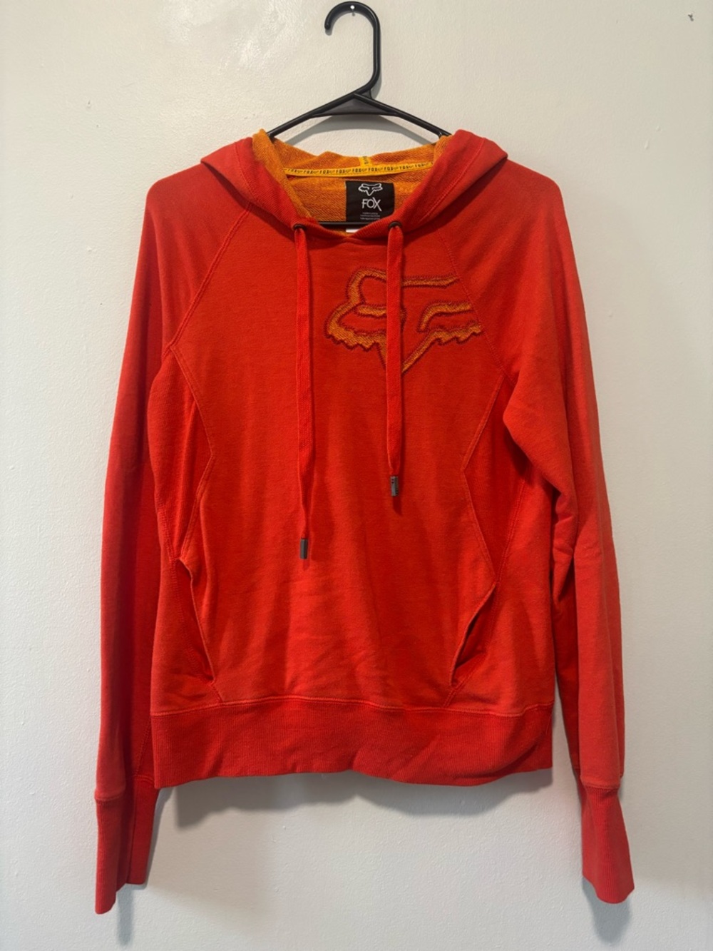Fox Orange-Red Hoodie with Embroidered Fox Head